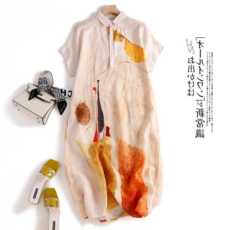 Casual Loose Linen Shirt Dress - Casual Cotton Linen Shirt Dress Women's