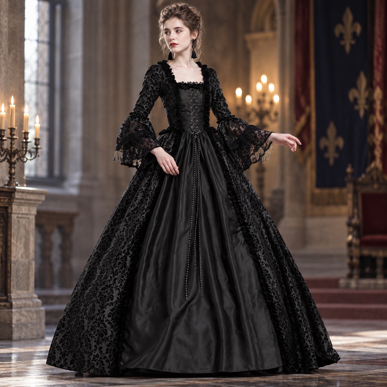 Patchwork Flared Sleeve Dress  - Dresses review and price