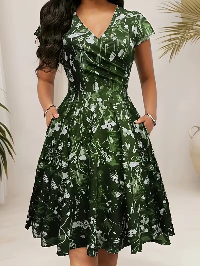 2026 Summer Round Neck Long Dr - French Vintage Floral Midi Dress review and price