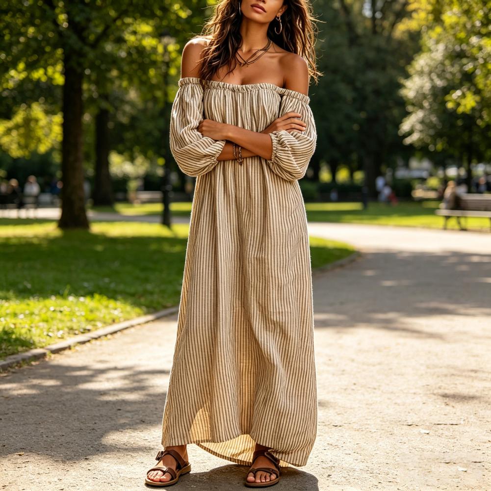 Spring Summer Women's Off Shou - Off Shoulder Puff Sleeve Sundress review and price
