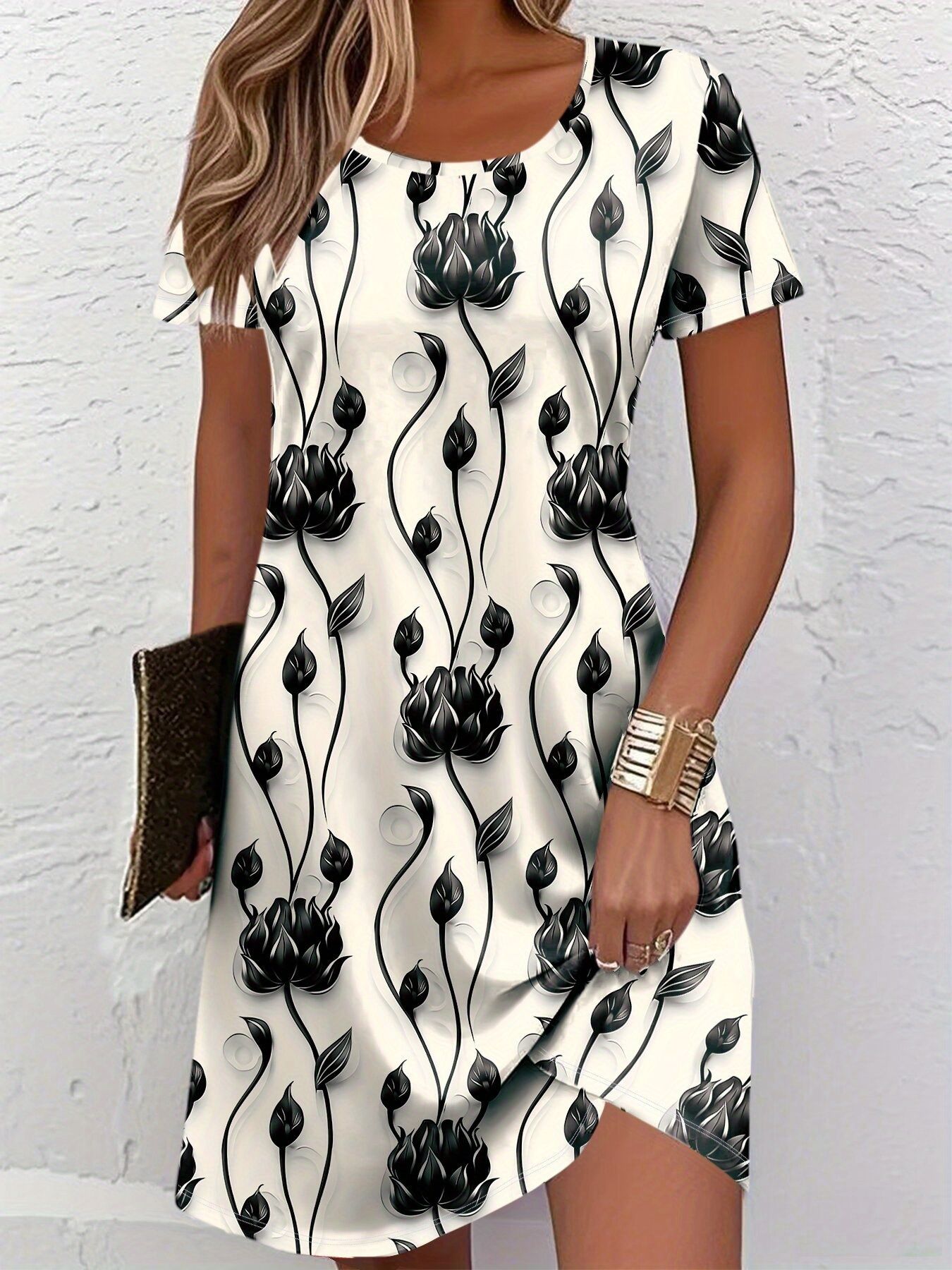 New Women Slim Summer 3D Print - French Vintage Floral Midi Dress review and price