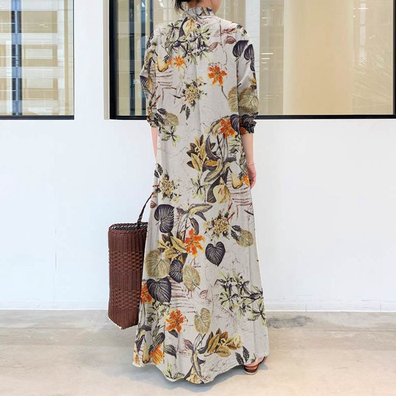 Autumn new plus size casual co - Casual Loose Linen Shirt Dress review and price