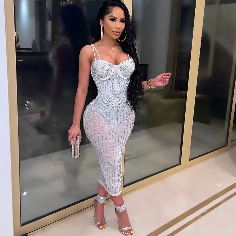 Sexy See Through Rhinestone Dr - Sparkly Rhinestone Club Party Dress review and price