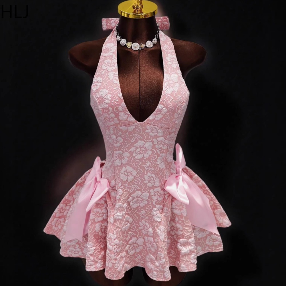 HLJ Y2K Sexy Jacquard Patchwor - Y2K Backless Halter Mini Dress review and price