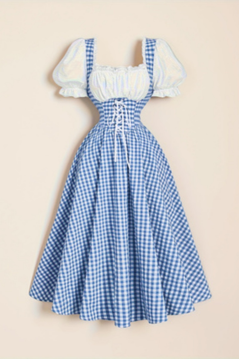 Ladies' Fashion Blue and White - French Vintage Floral Midi Dress review and price