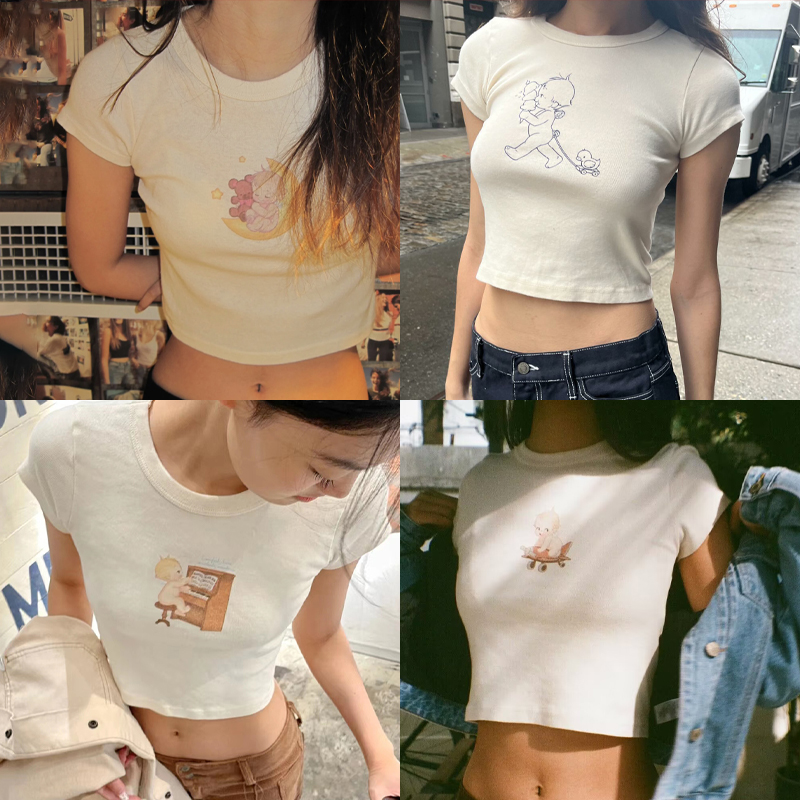 Angel Baby Graphic Slim T-shir - Y2K Graphic Baby Tee Crop review and price