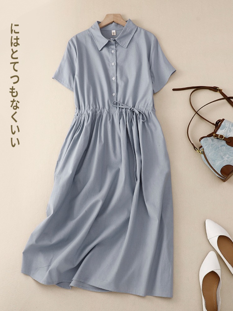 Outlet Cotton Lin Women's Dres - Korean Style A Line Shirt Dress review and price
