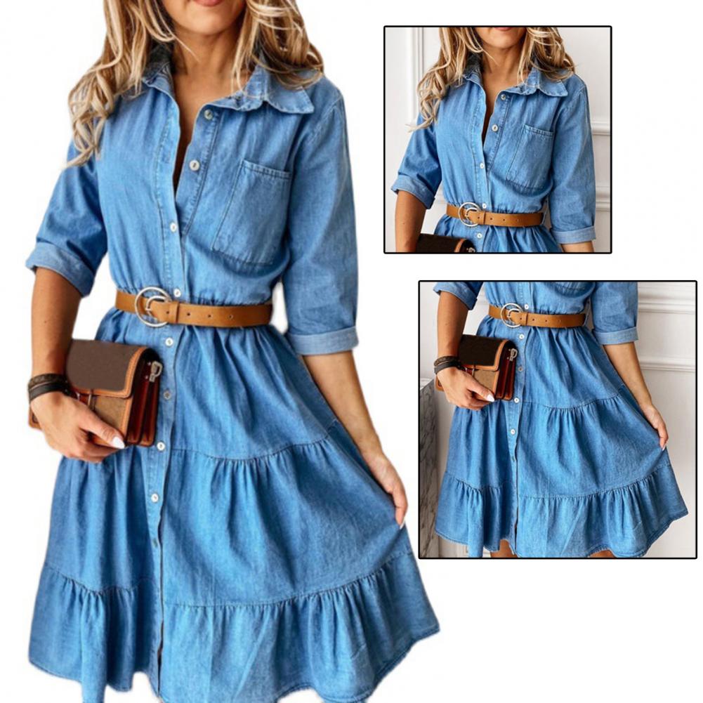 Denim Dress Three Quarter Slee - French Vintage Floral Midi Dress review and price